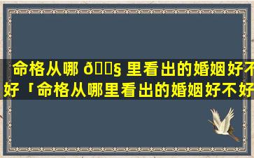 命格从哪 🐧 里看出的婚姻好不好「命格从哪里看出的婚姻好不好呢」